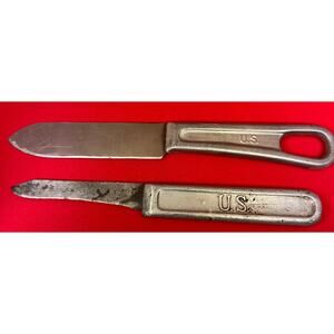 WWI U.S. Military Knives Set–ISC 1918 Hospital/Mess Knives–Aluminum –Lot of 2
